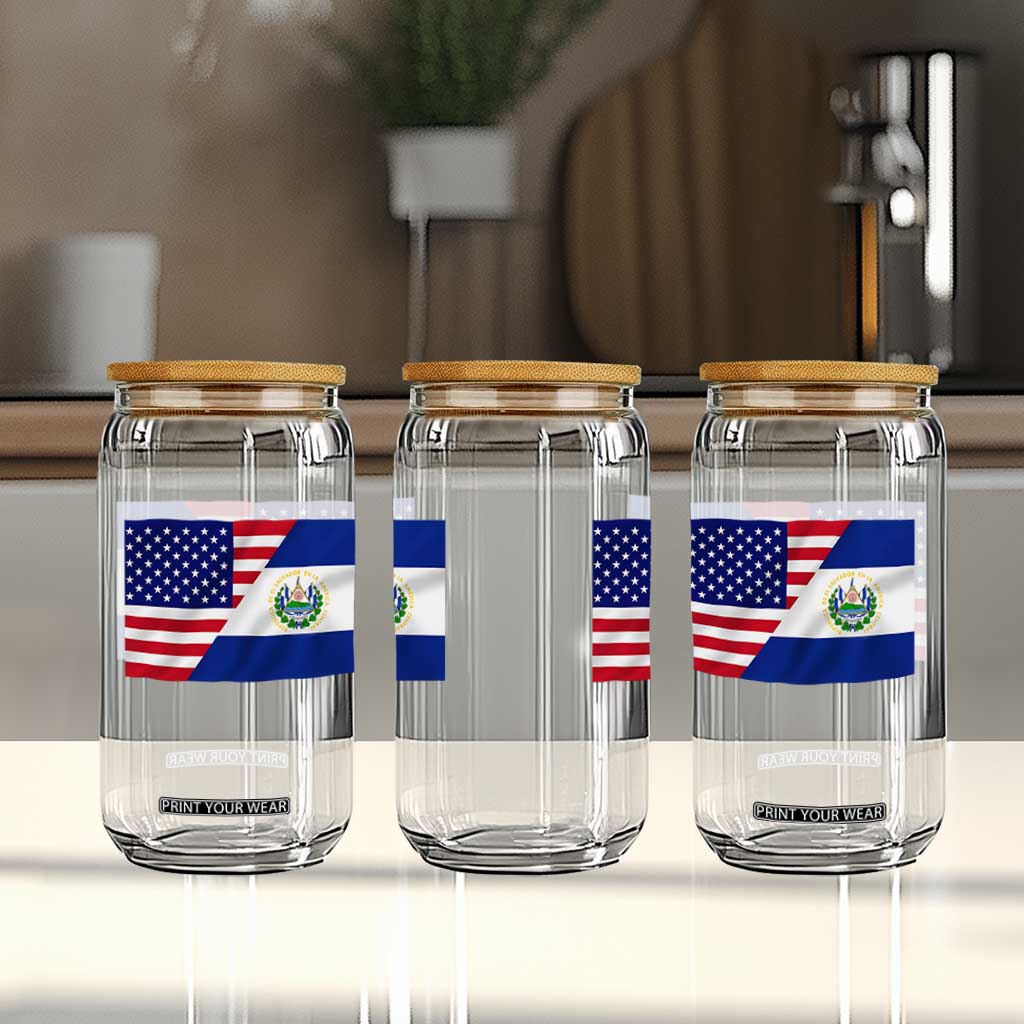 El Salvador American Flag Glass Can Salvadoran USA Pride Heritage Roots TS10 Print Your Wear
