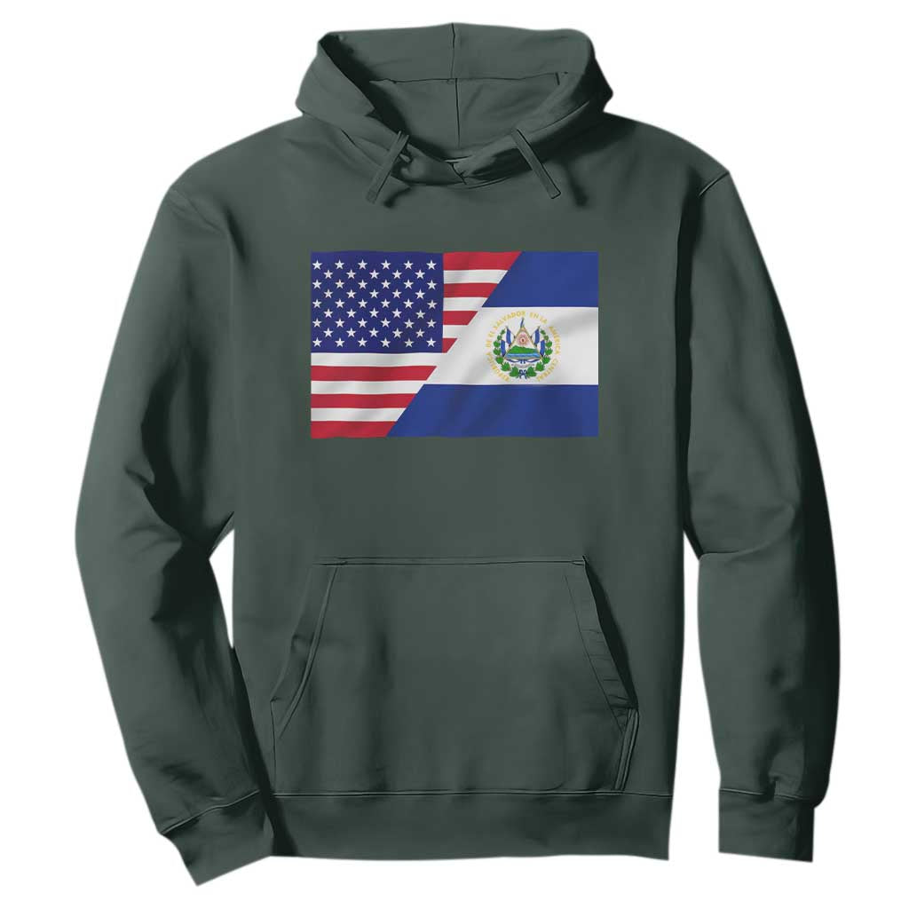 El Salvador American Flag Hoodie Salvadoran USA Pride Heritage Roots TS10 Dark Forest Green Print Your Wear