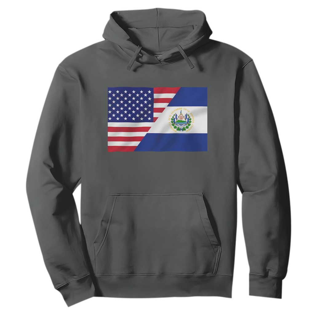 El Salvador American Flag Hoodie Salvadoran USA Pride Heritage Roots TS10 Dark Heather Print Your Wear