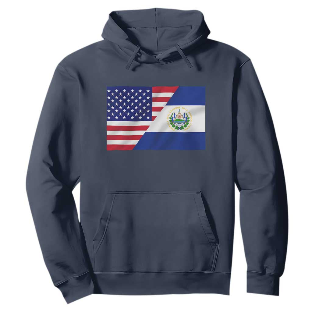 El Salvador American Flag Hoodie Salvadoran USA Pride Heritage Roots TS10 Navy Print Your Wear