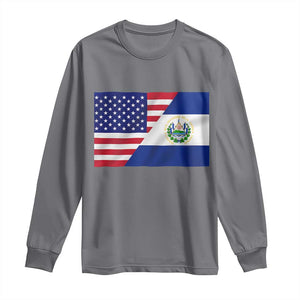 El Salvador American Flag Long Sleeve Shirt Salvadoran USA Pride Heritage Roots TS10 Charcoal Print Your Wear