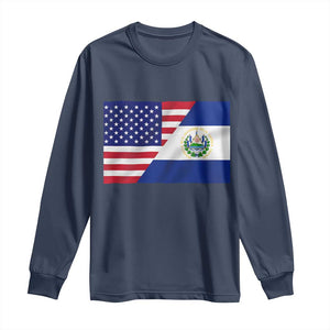 El Salvador American Flag Long Sleeve Shirt Salvadoran USA Pride Heritage Roots TS10 Navy Print Your Wear