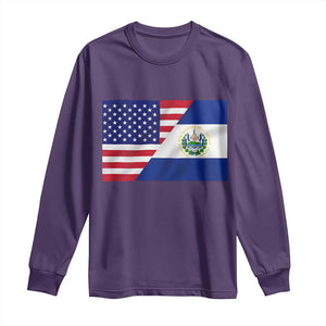 El Salvador American Flag Long Sleeve Shirt Salvadoran USA Pride Heritage Roots TS10 Purple Print Your Wear