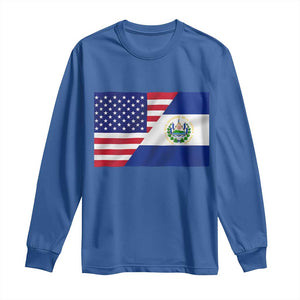 El Salvador American Flag Long Sleeve Shirt Salvadoran USA Pride Heritage Roots TS10 Royal Blue Print Your Wear