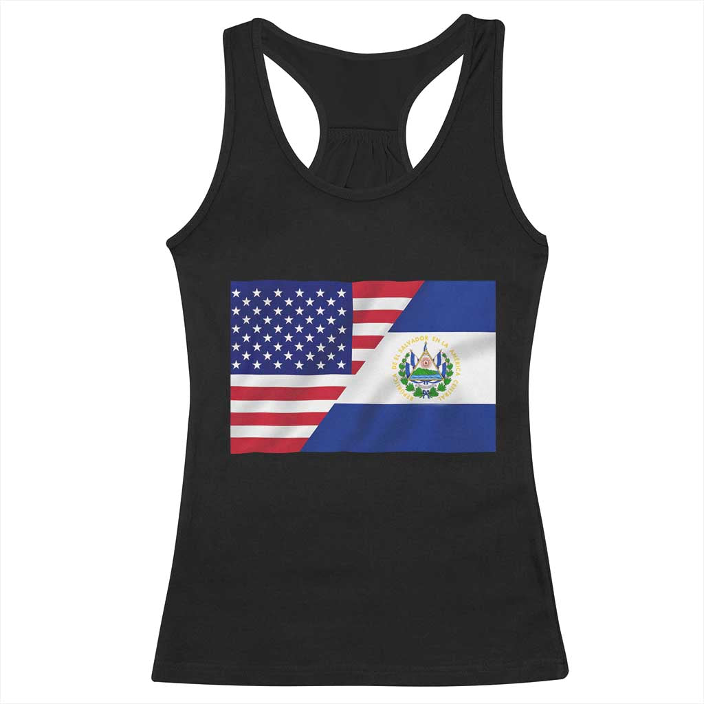 El Salvador American Flag Racerback Tank Top Salvadoran USA Pride Heritage Roots TS10 Black Print Your Wear