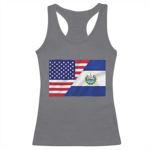 El Salvador American Flag Racerback Tank Top Salvadoran USA Pride Heritage Roots TS10 Charcoal Print Your Wear