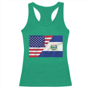 El Salvador American Flag Racerback Tank Top Salvadoran USA Pride Heritage Roots TS10 Irish Green Print Your Wear