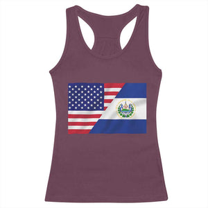 El Salvador American Flag Racerback Tank Top Salvadoran USA Pride Heritage Roots TS10 Maroon Print Your Wear