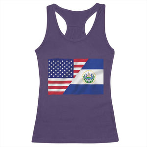El Salvador American Flag Racerback Tank Top Salvadoran USA Pride Heritage Roots TS10 Purple Print Your Wear