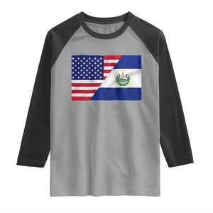El Salvador American Flag Raglan Shirt Salvadoran USA Pride Heritage Roots TS10 Sport Gray Black Print Your Wear