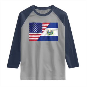 El Salvador American Flag Raglan Shirt Salvadoran USA Pride Heritage Roots TS10 Sport Gray Navy Print Your Wear