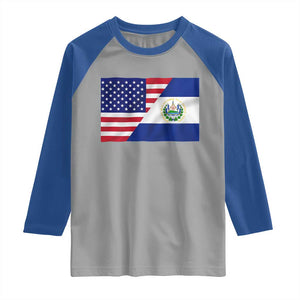 El Salvador American Flag Raglan Shirt Salvadoran USA Pride Heritage Roots TS10 Sport Gray Royal Print Your Wear