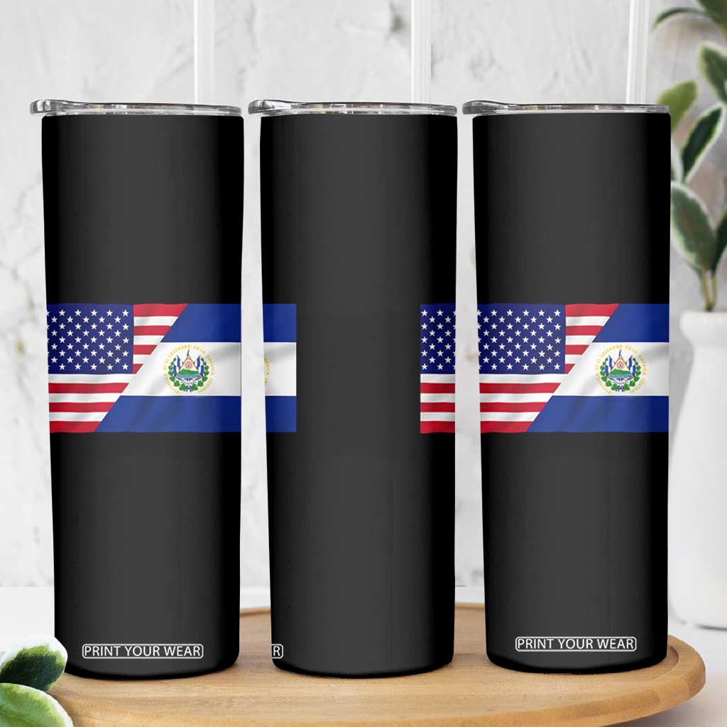 El Salvador American Flag Skinny Tumbler Salvadoran USA Pride Heritage Roots TS10 Print Your Wear