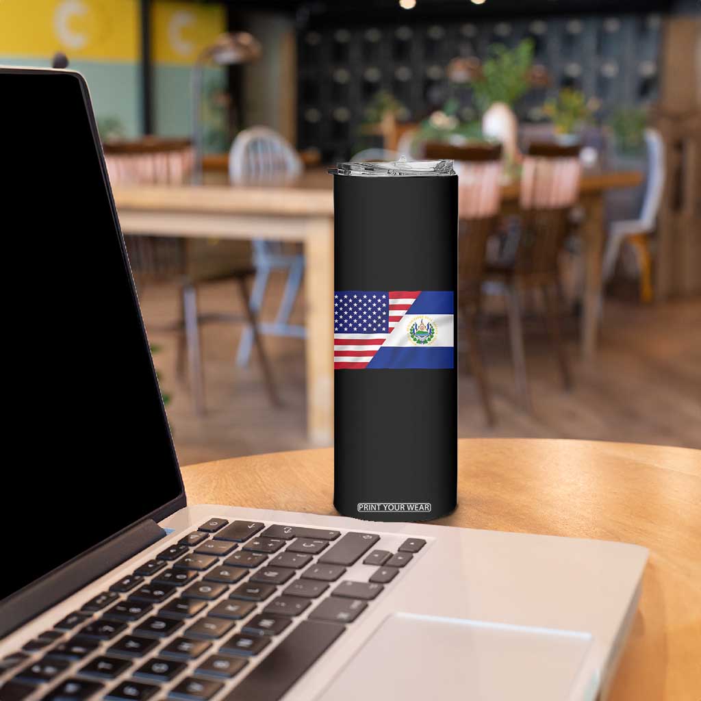 El Salvador American Flag Skinny Tumbler Salvadoran USA Pride Heritage Roots TS10 Print Your Wear
