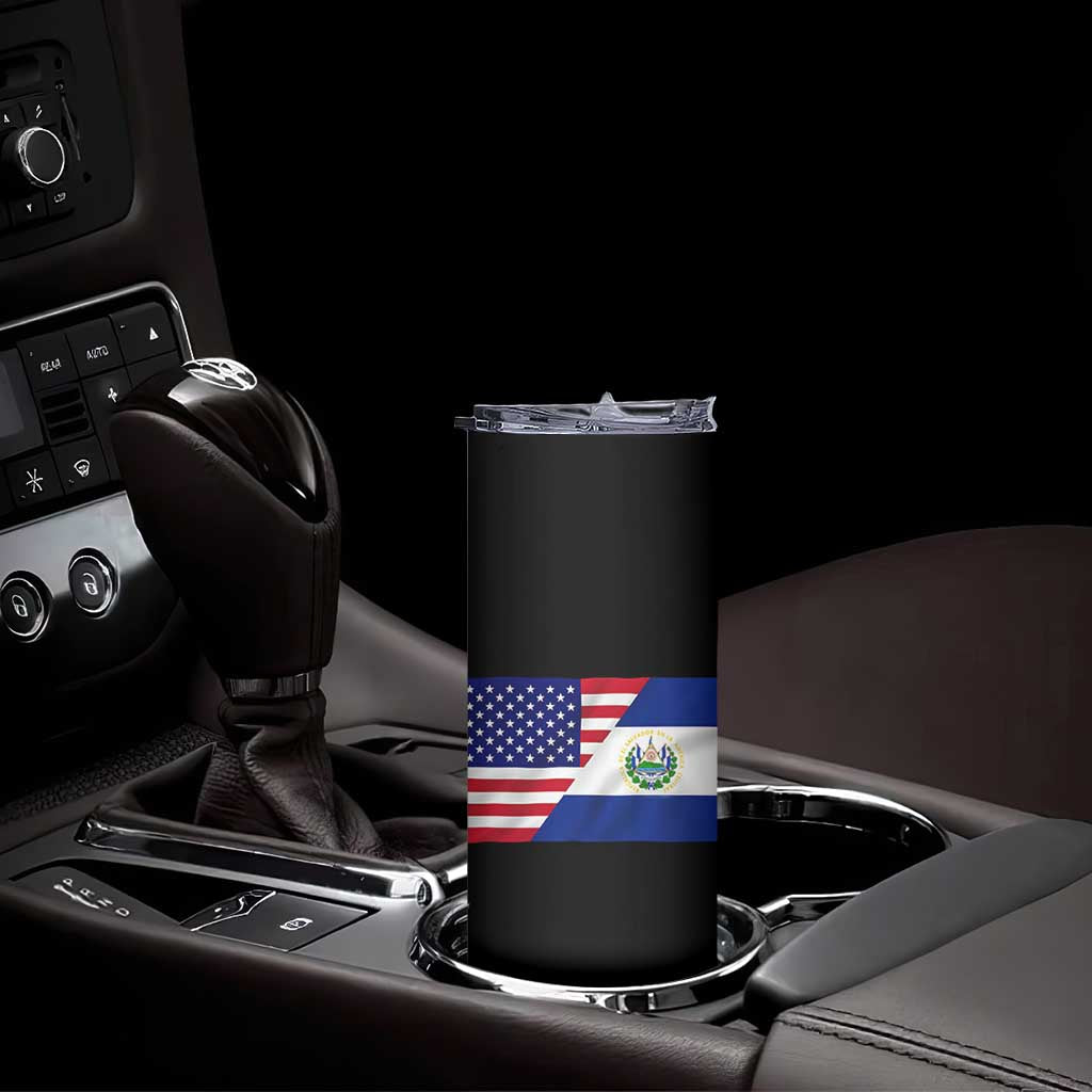 El Salvador American Flag Skinny Tumbler Salvadoran USA Pride Heritage Roots TS10 Print Your Wear