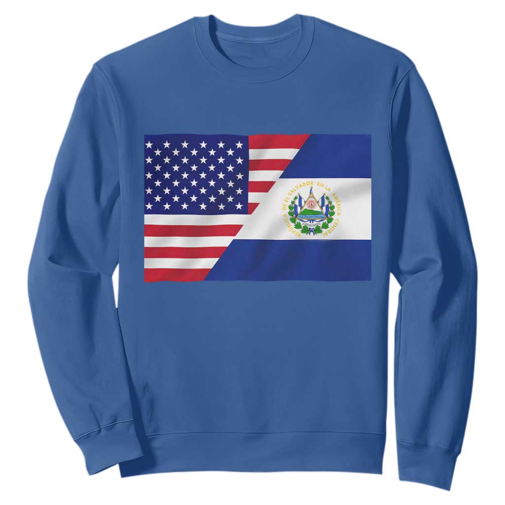 El Salvador American Flag Sweatshirt Salvadoran USA Pride Heritage Roots TS10 Royal Blue Print Your Wear