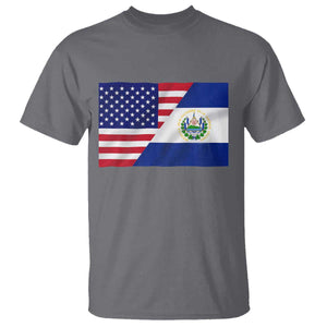 El Salvador American Flag T Shirt Salvadoran USA Pride Heritage Roots TS10 Charcoal Print Your Wear