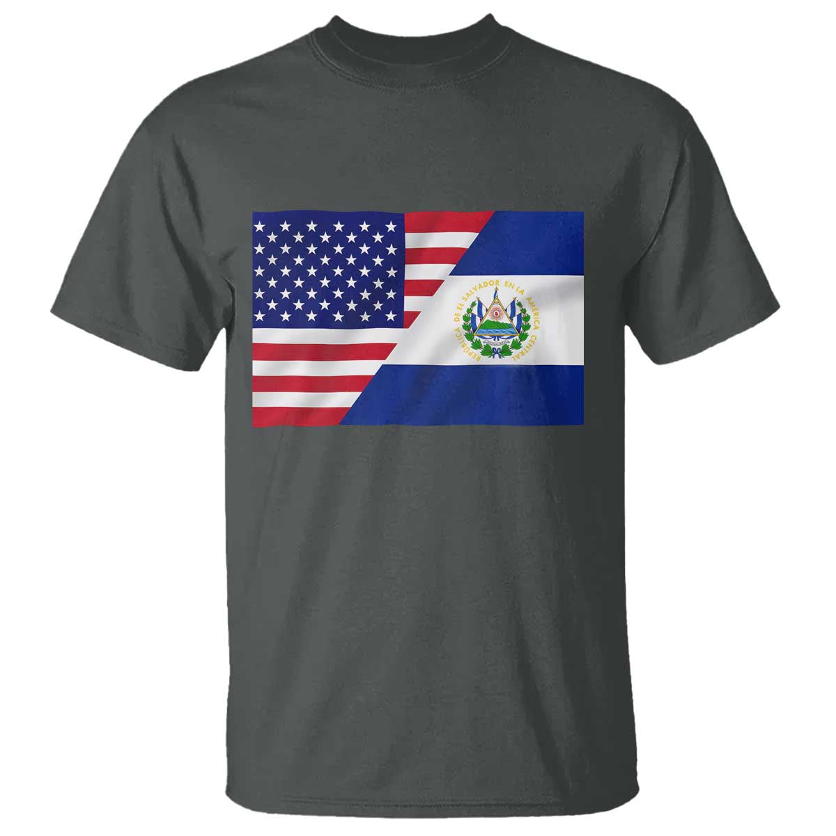 El Salvador American Flag T Shirt Salvadoran USA Pride Heritage Roots TS10 Dark Heather Print Your Wear