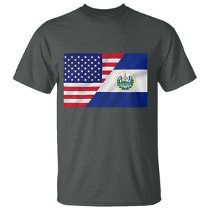 El Salvador American Flag T Shirt Salvadoran USA Pride Heritage Roots TS10 Dark Heather Print Your Wear