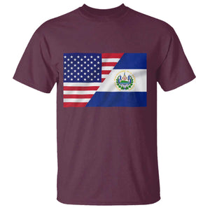 El Salvador American Flag T Shirt Salvadoran USA Pride Heritage Roots TS10 Maroon Print Your Wear