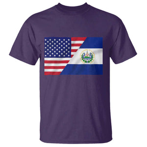 El Salvador American Flag T Shirt Salvadoran USA Pride Heritage Roots TS10 Purple Print Your Wear