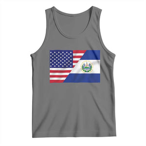 El Salvador American Flag Tank Top Salvadoran USA Pride Heritage Roots TS10 Black Heather Print Your Wear