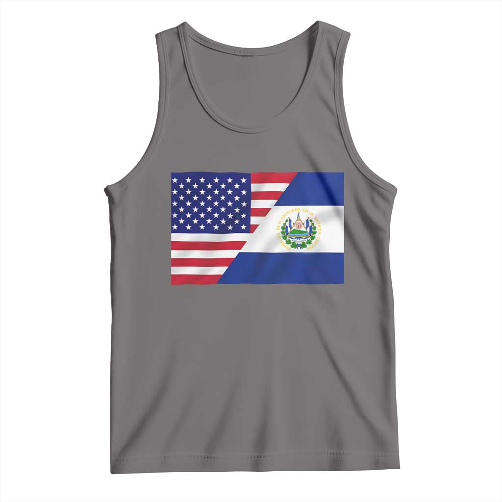 El Salvador American Flag Tank Top Salvadoran USA Pride Heritage Roots TS10 Deep Heather Print Your Wear