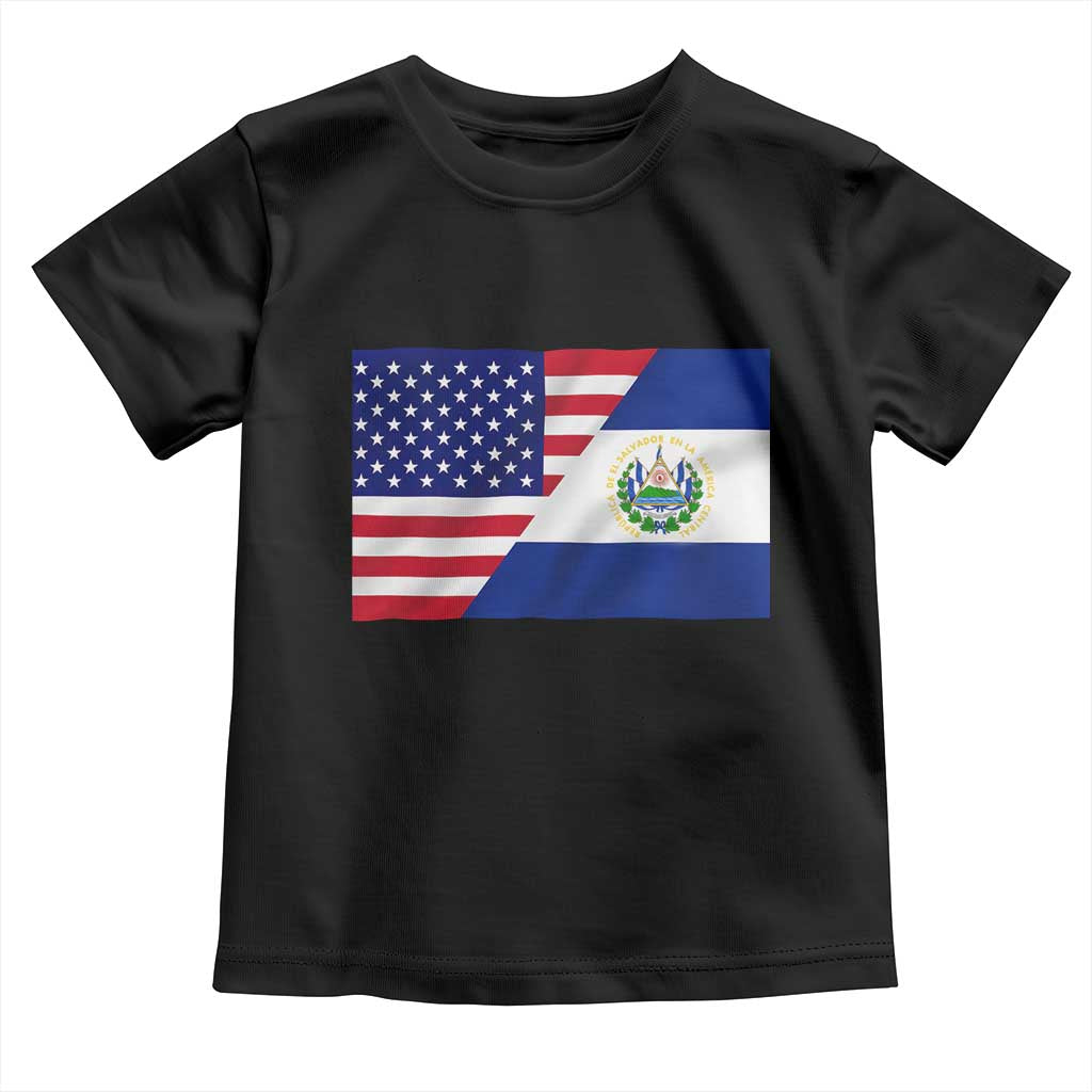 El Salvador American Flag Toddler T Shirt Salvadoran USA Pride Heritage Roots TS10 Black Print Your Wear