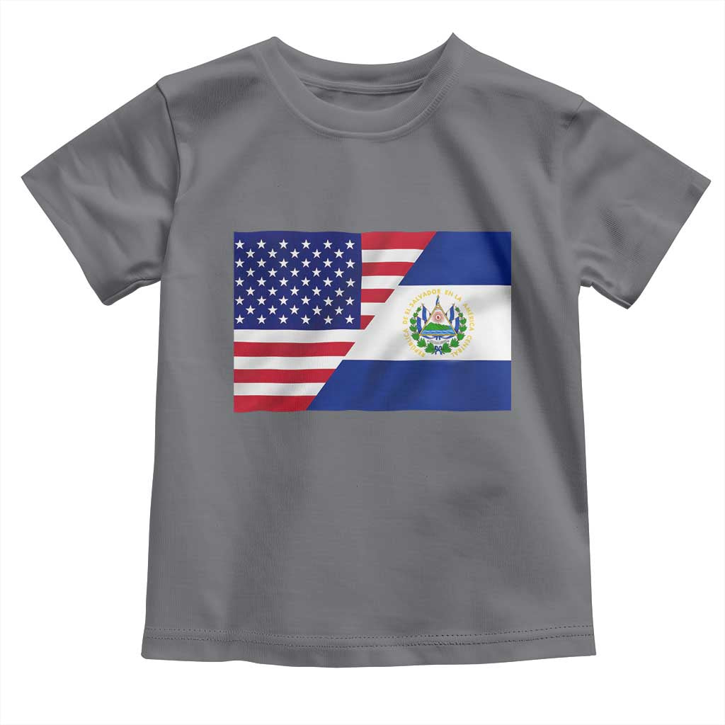 El Salvador American Flag Toddler T Shirt Salvadoran USA Pride Heritage Roots TS10 Charcoal Print Your Wear