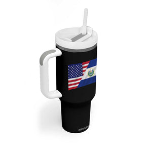 El Salvador American Flag Tumbler With Handle Salvadoran USA Pride Heritage Roots TS10 Print Your Wear