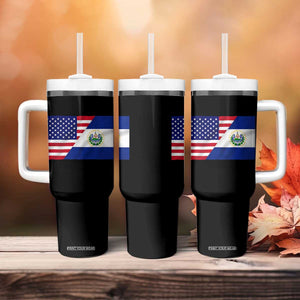 El Salvador American Flag Tumbler With Handle Salvadoran USA Pride Heritage Roots TS10 Print Your Wear