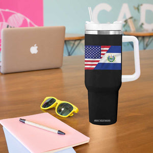 El Salvador American Flag Tumbler With Handle Salvadoran USA Pride Heritage Roots TS10 Print Your Wear