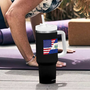 El Salvador American Flag Tumbler With Handle Salvadoran USA Pride Heritage Roots TS10 Print Your Wear