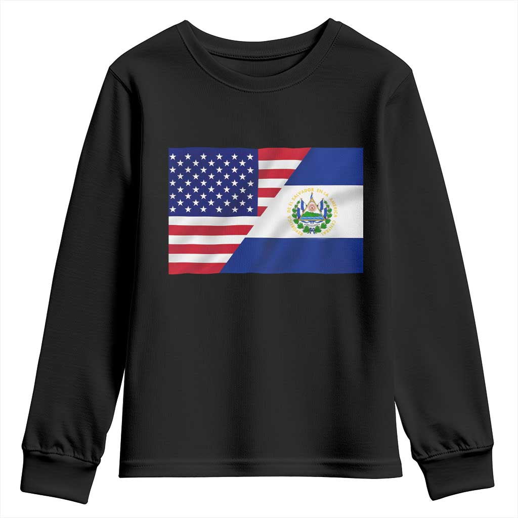 El Salvador American Flag Youth Sweatshirt Salvadoran USA Pride Heritage Roots TS10 Black Print Your Wear