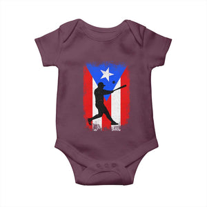 Puerto Rico Flag Baseball Baby Onesie Cool Distressed Jersey Gift Boricua Boys TS10 Maroon Print Your Wear