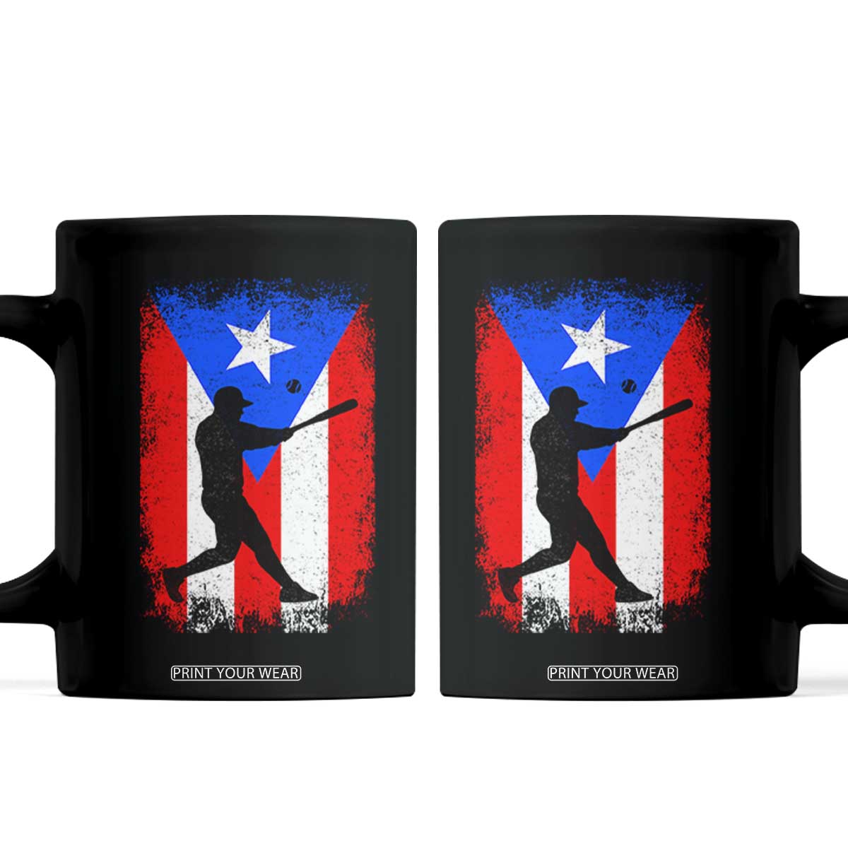 Puerto Rico Flag Baseball Coffee Mug Cool Distressed Jersey Gift Boricua Boys TS10 Black Print Your Wear