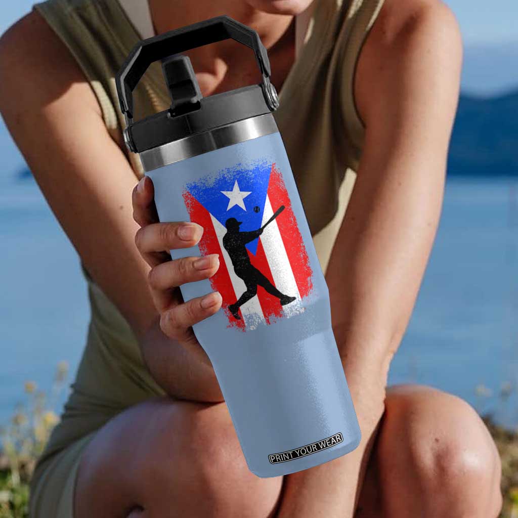 Puerto Rico Flag Baseball Flip Straw Tumbler Cool Distressed Jersey Gift Boricua Boys TS10 One Size: 30 oz Light Blue Print Your Wear