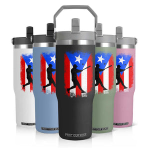Puerto Rico Flag Baseball Flip Straw Tumbler Cool Distressed Jersey Gift Boricua Boys TS10 Print Your Wear