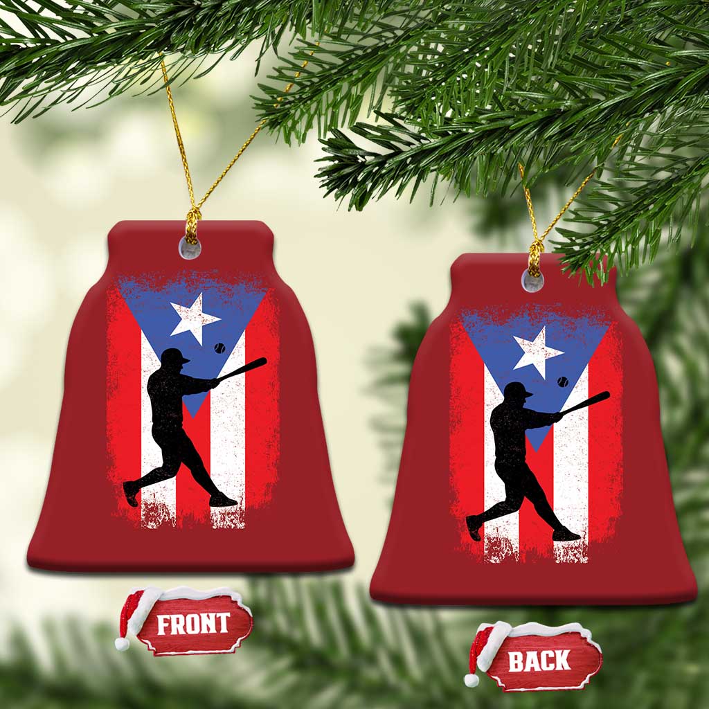 Puerto Rico Flag Baseball Christmas Ornament Cool Distressed Jersey Gift Boricua Boys TS10 Bell Flake Red Print Your Wear
