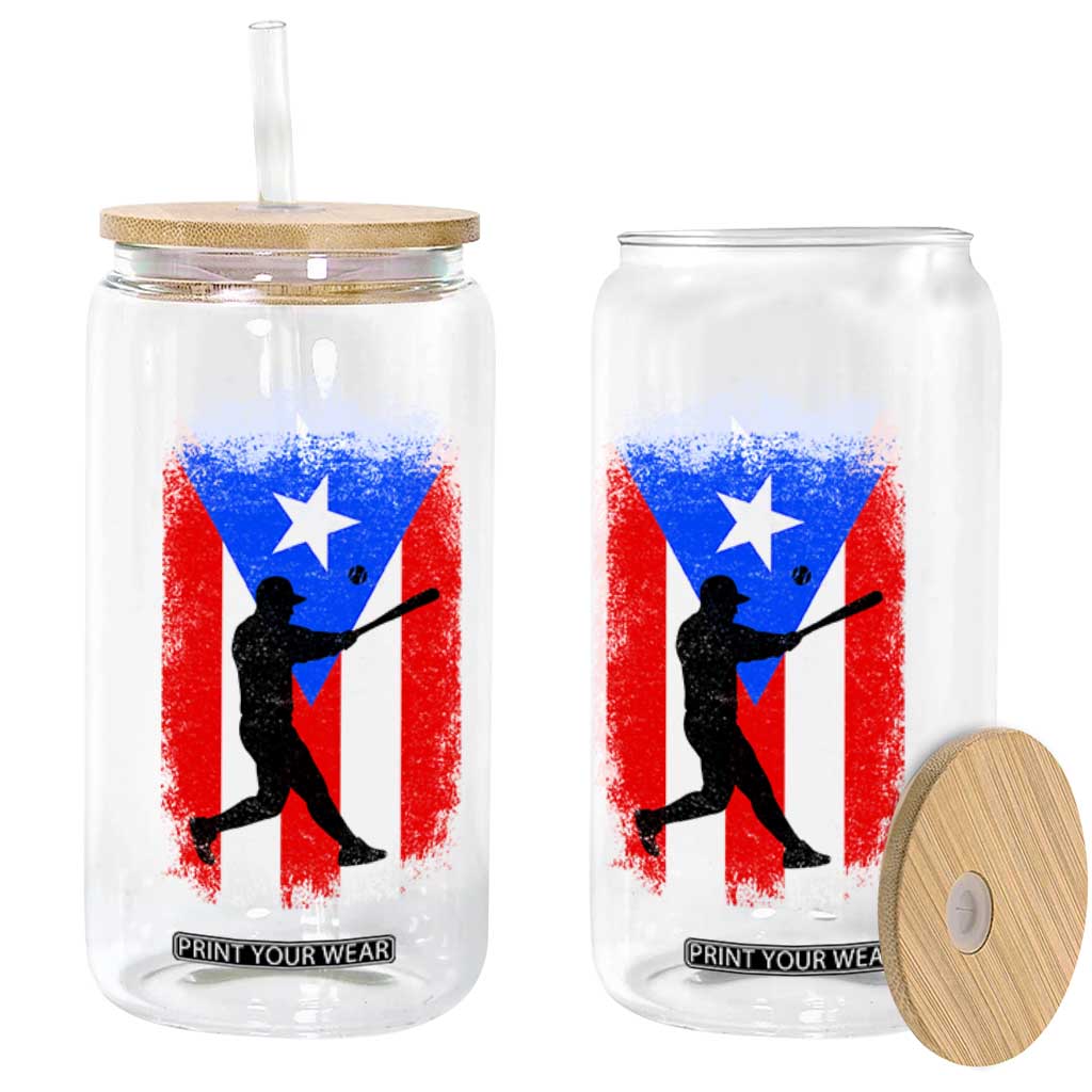 Puerto Rico Flag Baseball Glass Can Cool Distressed Jersey Gift Boricua Boys TS10 Print Your Wear
