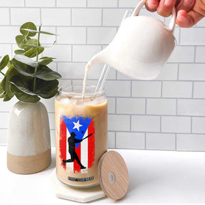 Puerto Rico Flag Baseball Glass Can Cool Distressed Jersey Gift Boricua Boys TS10 Print Your Wear