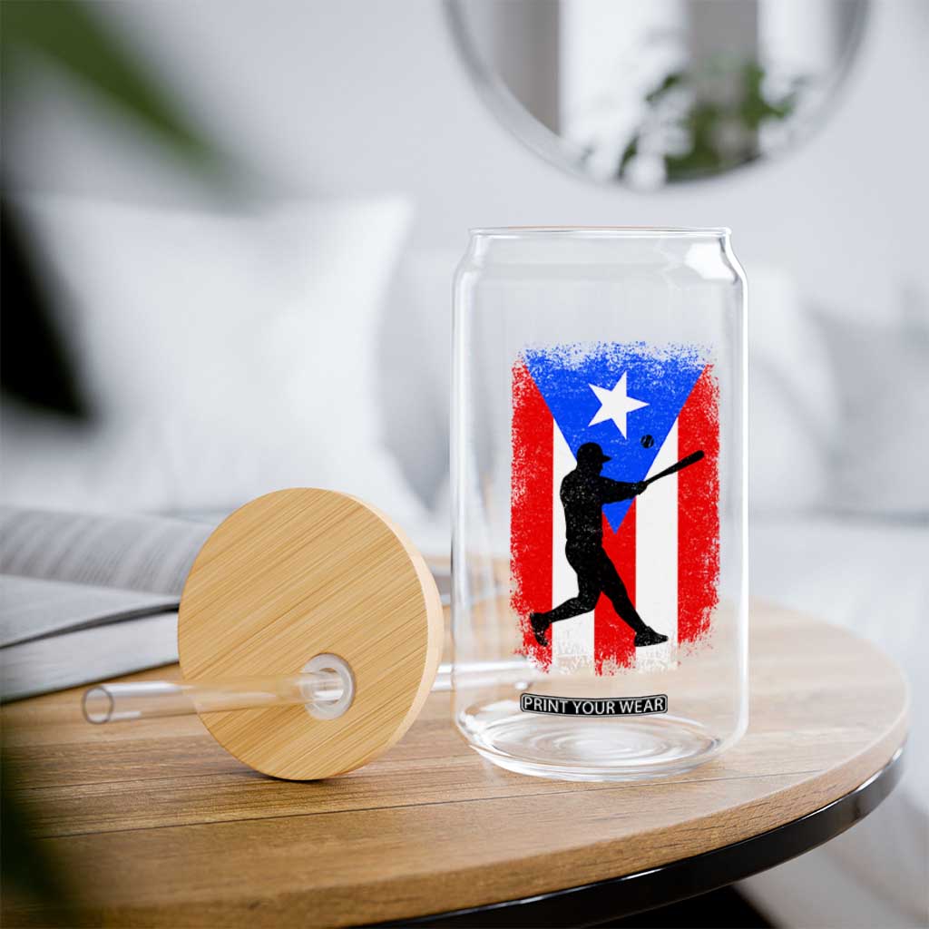 Puerto Rico Flag Baseball Glass Can Cool Distressed Jersey Gift Boricua Boys TS10 Print Your Wear