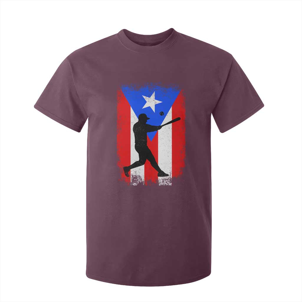 Puerto Rico Flag Baseball T Shirt For Kid Cool Distressed Jersey Gift Boricua Boys TS10 Maroon Print Your Wear