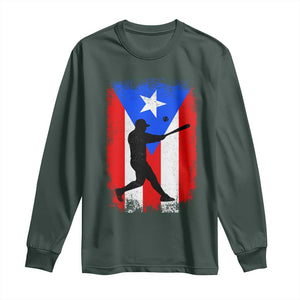 Puerto Rico Flag Baseball Long Sleeve Shirt Cool Distressed Jersey Gift Boricua Boys TS10 Dark Forest Green Print Your Wear
