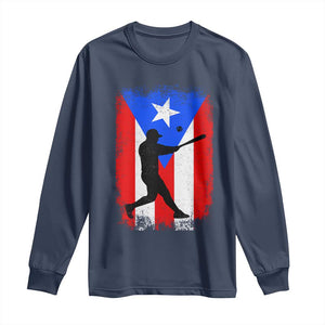 Puerto Rico Flag Baseball Long Sleeve Shirt Cool Distressed Jersey Gift Boricua Boys TS10 Navy Print Your Wear