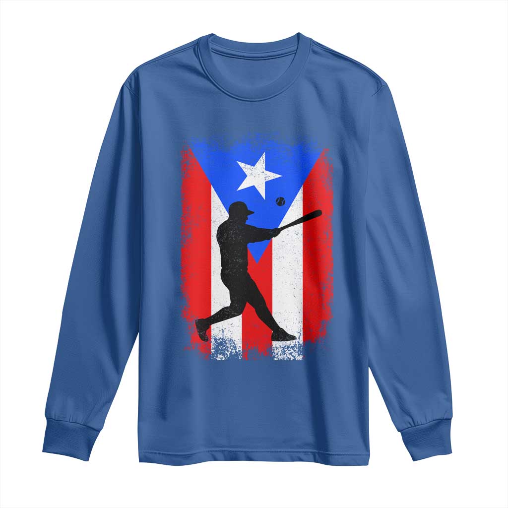 Puerto Rico Flag Baseball Long Sleeve Shirt Cool Distressed Jersey Gift Boricua Boys TS10 Royal Blue Print Your Wear
