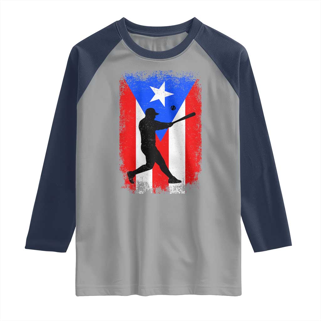 Puerto Rico Flag Baseball Raglan Shirt Cool Distressed Jersey Gift Boricua Boys TS10 Sport Gray Navy Print Your Wear