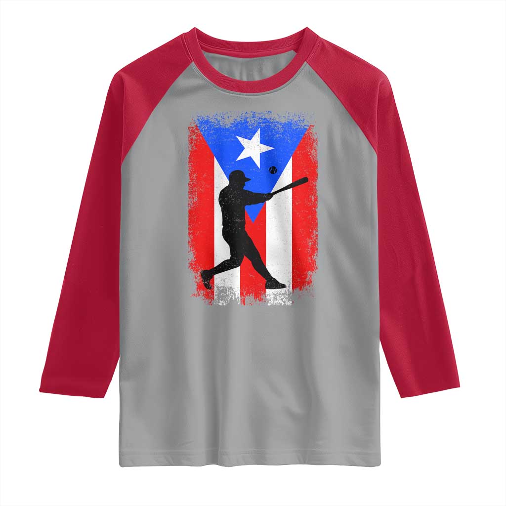 Puerto Rico Flag Baseball Raglan Shirt Cool Distressed Jersey Gift Boricua Boys TS10 Sport Gray Red Print Your Wear