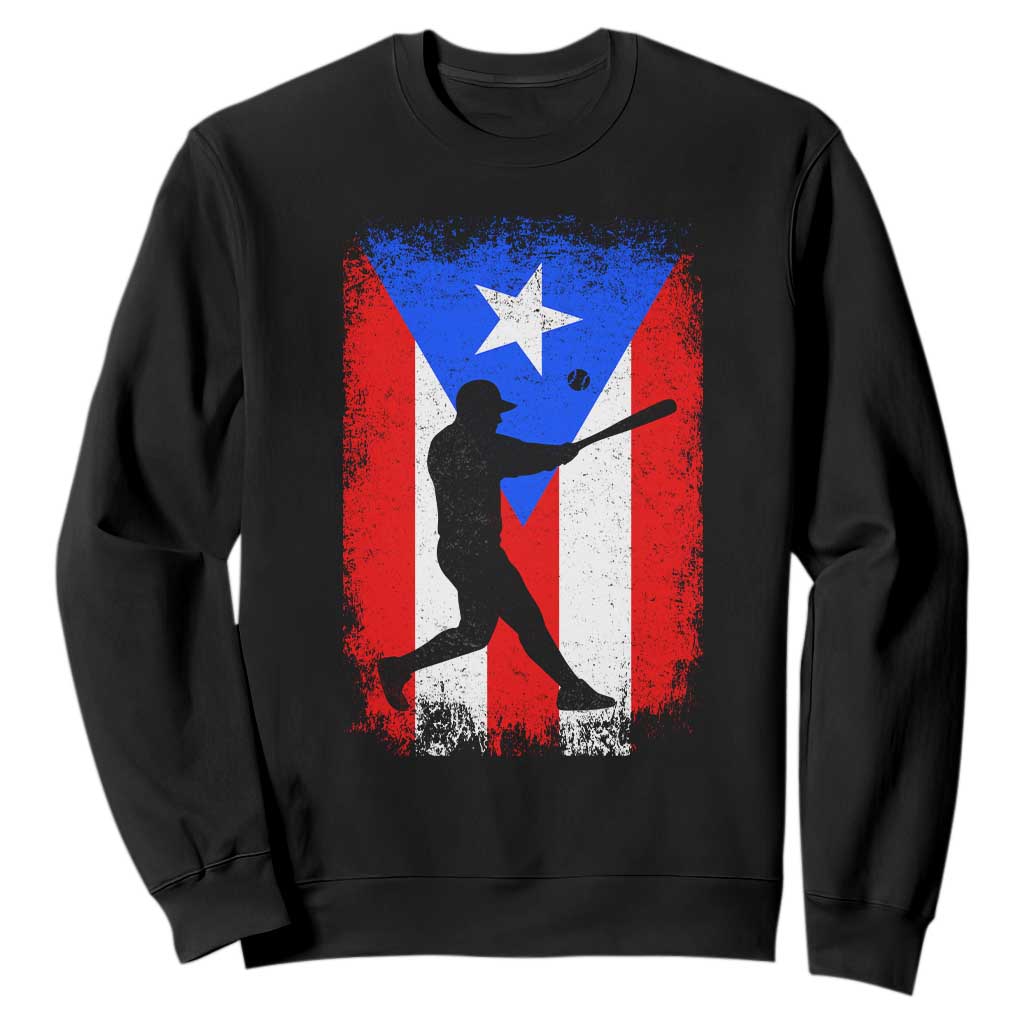 Puerto Rico Flag Baseball Sweatshirt Cool Distressed Jersey Gift Boricua Boys TS10 Black Print Your Wear
