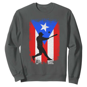 Puerto Rico Flag Baseball Sweatshirt Cool Distressed Jersey Gift Boricua Boys TS10 Dark Heather Print Your Wear